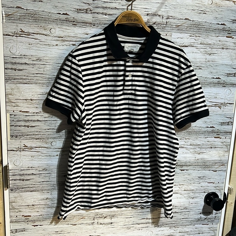 Hudson North  striped casual collared short size large